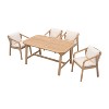 Christopher Knight Home Olcott 5 Piece Outdoor Acacia Wood Dining Set with Expandable Table and Woven Rope Armchairs - 2 of 4