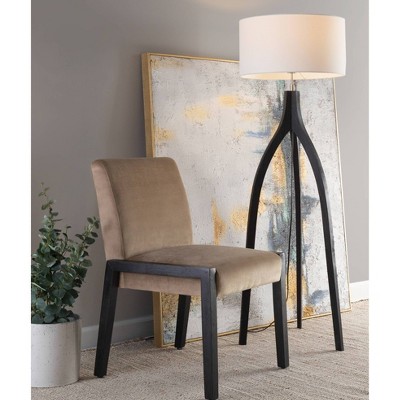 Set of 2 Carmen Dining Chairs Black/Light Brown - LumiSource: Velvet Upholstery, Wood Frame, Foam-Padded
