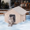 VEVOR Elevated Heated Cat House, Outdoor Kitty Shelter with Adjustable Temperature and Timer, 600D Oxford Cloth Foldable Cat Shelter, Brown (Middle) - 2 of 4