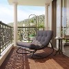 Outdoor Rocking Chair, Patio Egg Rocking Chair with Metal Frame, Adjustable Swing Range and Fixed Rope, Waterproof Cushion for Porch, Garden - 3 of 4