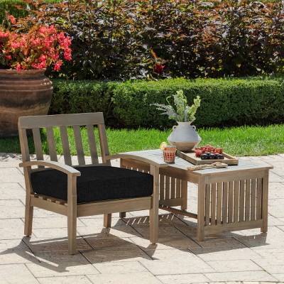 Black Polyester Outdoor Deep Seat Cushion with EverLuxe Fiberfill