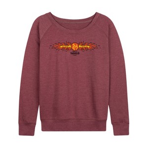 Women's - Marvel - Fantastic 4 Torch Lightweight French Terry Wide Neck Long Sleeve Shirt - 1 of 4