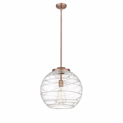 Athens Deco Swirl - 1 Light Pendant In Industrial Style-17.13 Inches Tall and 15.75 Inches Wide