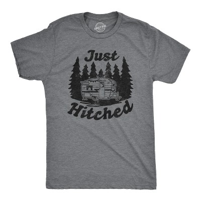 Mens Just Hitched T Shirt Funny Newlyweds Camping Tee - Crazy Dog Men's T Shirt