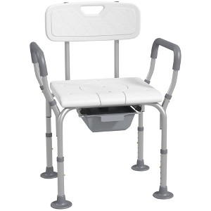 HOMCOM 3-in-1 Shower Chair with Back and Arms, Height Adjustable Bedside Commode, Raised Toilet Seat for Seniors, Disabled - 1 of 4