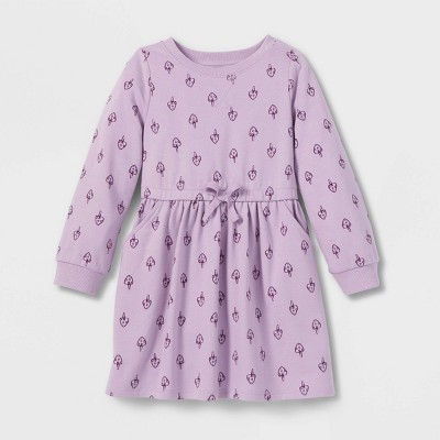 Toddler Girls' Mushroom French Terry Long Sleeve Dress - Cat & Jack™ Purple