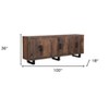 HomeRoots 100" Dark Brown Distressed Reclaimed Wood Sideboard with Six Doors - 3 of 4