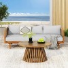 2 Piece Acacia Wood Garden Furniture Set,3 Seater Outdoor Garden Daybed Sofa with Coffee Table and Cushions,Wood Patio Lounge Set-Coolbibila - 2 of 4