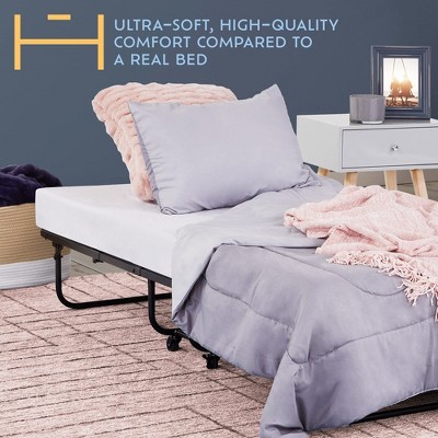Heyward Twin Folding Bed with Memory Foam Mattress and Metal Frame