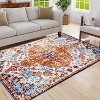 Gulches 5x7 Faded Bohemian Floral Area Rug Faux Wool, Non Slip, Machine Washable, Vintage Tones - 3 of 4
