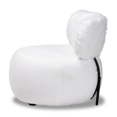 Elegant Black Leather Slipper Accent Chair with Wood Frame