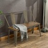 Erommy 42in Dining Bench, Entryway Bench with Back, Farmhouse Metal Dining Bench, Industrial Mid-Century 3 Person Rustic Spindle Bench - 2 of 3