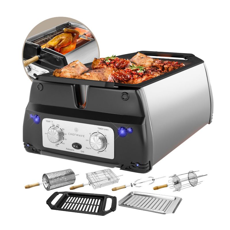 ChefWave Sosaku Smokeless Infrared Rotisserie Indoor Tabletop Grill, 1 of 4