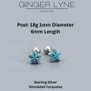 Turquoise Flower Earrings for Women Sterling Silver 18G 6mm Cartilage Helix Upper Lobe Body Piercing Ginger Lyne - 4 of 4