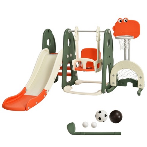 Costway 6-in-1 Large Slide For Kids Toddler Climber Slide Playset W/  Basketball Hoop : Target