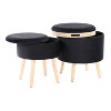 CAVINAS Round Storage Ottoman Bench,Storage Ottoman with Removable Lids and Matching Stool for Living Room,Bedroom,White/Black - 3 of 4