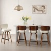 Bekrvio 26"/29" Mid-Century Modern Swivel Bar Stools Set of 1/2/3/4- Faux Leather Upholstered with Back and Bent Wood Legs,Ideal for Kitchen Island - 3 of 4