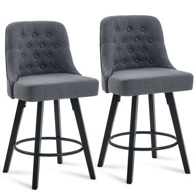 Ridstar Set of 2 Modern Counter Bar Stools For Living Room, Bedroom & Bar-Gray