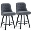 Gulches Mid-Century Modern Counter Stools Set of 2 - 26" Swivel Bar Stools, Linen Upholstery, Gray - 2 of 4