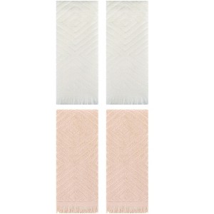 REGALWOVEN 4 Pcs Bathroom Cotton Soft and Absorbent Geometric Decorative Hand Towel 13" x 29" - 1 of 4