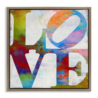 Stupell Industries Love Rainbow Background Typography, 18" x 18"