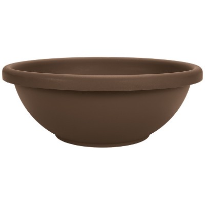 HC Companies GAB14000E21 Classic 14 Inch Diameter x 5.5 Inch Tall Plastic Garden Flower Round Bowl Planter Pot Container, Chocolate