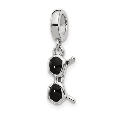 Black Bow Jewelry Sterling Silver & Black Enamel Sunglasses Dangle Bead Charm