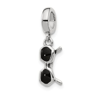 Black Bow Jewelry Sterling Silver & Black Enamel Sunglasses Dangle Bead Charm - 1 of 4