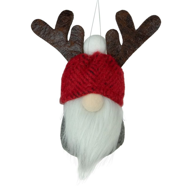 Northlight 5.25" Red and Gray Gnome with Antlers Christmas Ornament, 1 of 5