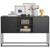 NicBex 47.2" Modern 3-Doors Sideboard,Kitchen Storage Cabinets with Metal Handles and Frame for Kitchen, Living room, and Dining Room,Black - 2 of 4