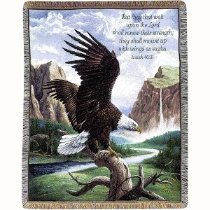 Manual Woodworks and Weavers Inspirational Throw Blanket with Verse – Freedom by Linda Pickens, 50x60 Cotton - 1 of 3