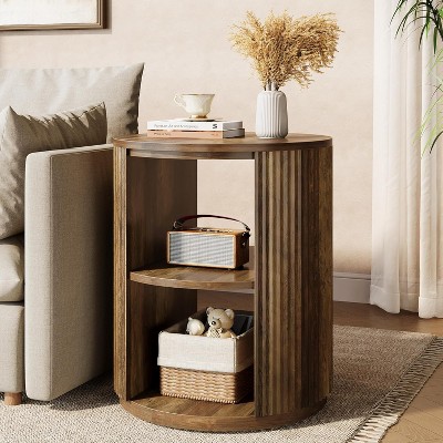Tribesigns 3-Tier Round End Table, side table with Storage Shelf for Living Room, Bedroom