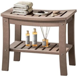 Acekool HDPE Shower Bench Waterproof 2-Tier Storage Ergonomic Curved Seat 400 lbs for Bathroom - 1 of 4