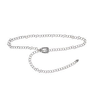 CTM Women's Rhinestone Paved Metal Buckle Chain Belt - 1 of 3