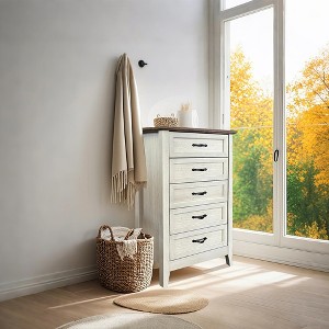 5 Drawers Dresser for Bedroom, Wood Rustic Tall Chset of Drawers, Farmhouse Dresser Chests with Storage Organizer - 1 of 4