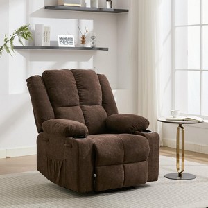 Manual Recliner Chair with Massage and Heat,Adjustable Lounge Chair with Cup Holders & Storage Pockets - 1 of 4