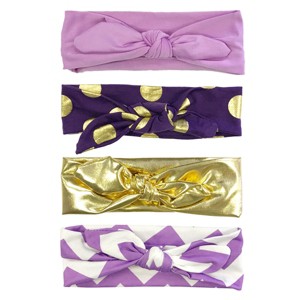 Wrapables Girls Boho Knotted Headband Headwrap (Set of 4), Purple Passion - 1 of 4