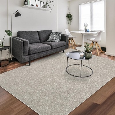 Washable Solid Jacquard Area Rug - Non-Slip Foldable Low Pile Carpet for Bedroom, Living Room, Nursery, Contemporary Throw Rug
