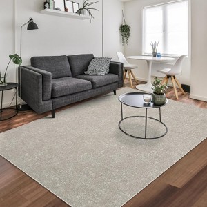 Washable Solid Jacquard Area Rug - Non-Slip Foldable Low Pile Carpet for Bedroom, Living Room, Nursery, Contemporary Throw Rug - 1 of 4