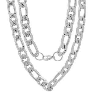 Steeltime Men's stainless steel accented 10mm figaro chain link necklace. Color Options: Silver, Gold - 1 of 4