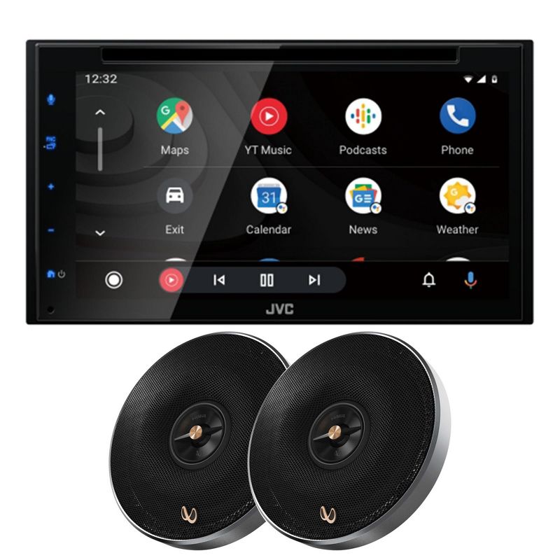 JVC KW-V66BT 6.8" Touchscreen Receiver Compatible with Apple CarPlay & Android Auto Bundled with 1 Pair PR6512IS 6.5" Coax Speakers, 1 of 9