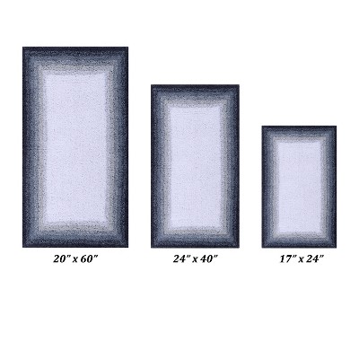 Torrent Collection 3 Piece 100% Soft Cotton Tufted Weave Bath Rug Set, Ombre Pattern, Super Soft & Absorbent, Machine Washable Bathroom Mats