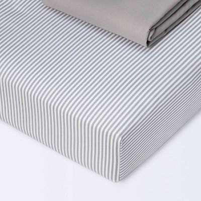 Fitted Crib Sheet - Cloud Island™ Stripe/Gray 2pk