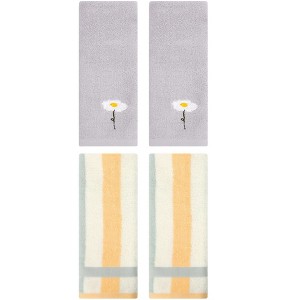 REGALWOVEN 4 Pcs Cotton Bathroom Soft Absorbent Cotton Hand Towels - 1 of 4