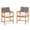 MOEPISY Set of 2 Outdoor Wooden Dining Chair with Armrests and Curved Back - 2 of 4