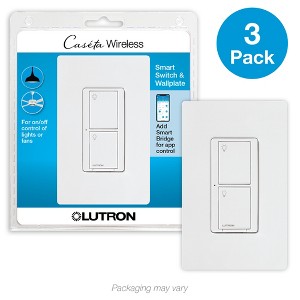 Lutron Caseta Smart Home Switch with Wallplate,  PDW-5ANS-WH-A | White - 1 of 4