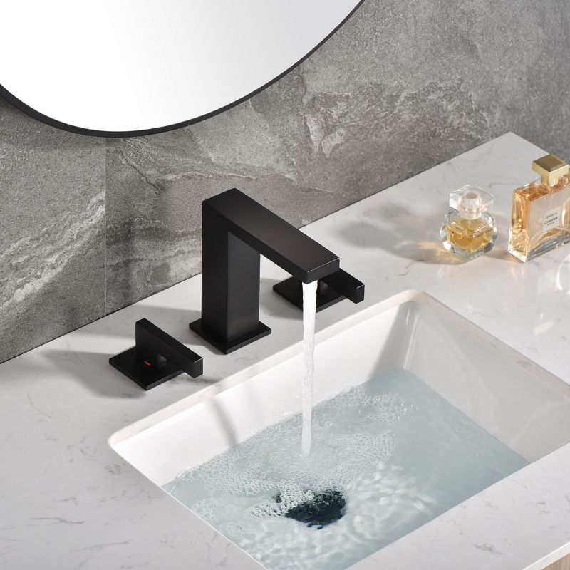 Sumerain Widespread Matte Black Bathroom Sink Faucet 8 Inch 3 Hole Lavatory Faucet Vanity Faucet, 4 of 13