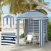 69.25"Outsunny 5.8' x 5.8' Portable Beach Umbrella with Double-Top, Ruffled Outdoor Cabana with Walls, Vents, Sandbags, Blue & White - 3 of 4