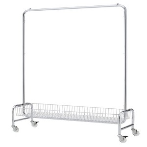 AZL1 Life Concept Garment Rack with Basket on Wheels Rolling Heavy Duty 2 Pcs for Bedroom Laundry Room Home Storage, Silver, 50.7"*17.5"*6.6" - 1 of 4