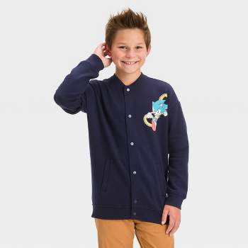 Boys' Sonic the Hedgehog Letterman Jacket - Navy Blue